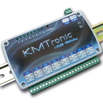 USB Relay Controller - Eight Channel (FTDI) 12V with clips for DIN mount rail