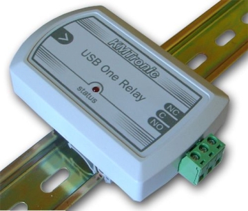 USB Relay Controller - One Channel Box- HyperTerminal ASCII commands with clips for DIN mount rail