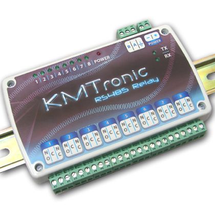 RS485 Relay Controller - Eight Channel with clips for DIN mount rail