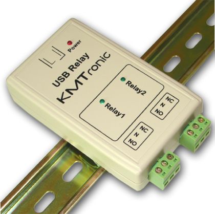 USB Relay Controller - Two Channels with clips for DIN mount rail