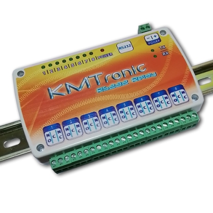 RS232 Relay Controller - Eight Channel with clips for DIN mount rail