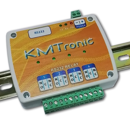 RS232 Serial COM controlled 4 Channel Relay Board BOX with clips for DIN mount